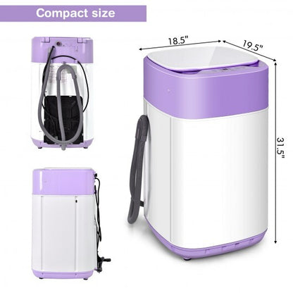 8lbs Portable Fully Automatic Washing Machine with Drain Pump-Purple - Color: Purple