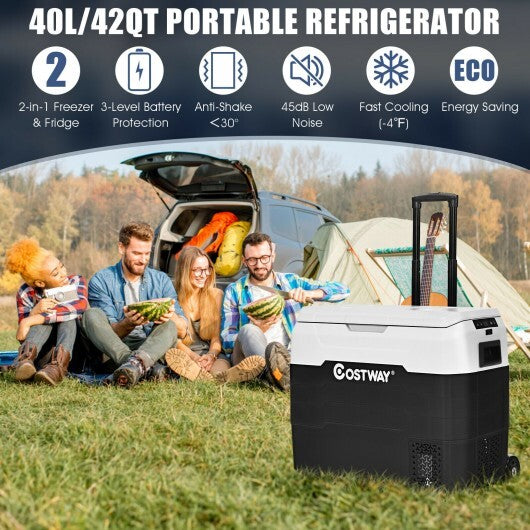 42 QT Portable Dual-Zone Car Refrigerator-White - Color: White