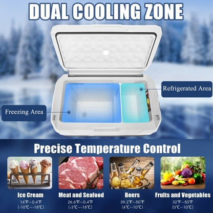 42 QT Portable Dual-Zone Car Refrigerator-White - Color: White