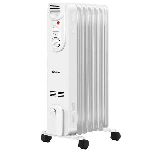 1500W Electric Space Heater with 3 Heat Settings and Safe Protection - Color: White