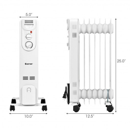 1500W Electric Space Heater with 3 Heat Settings and Safe Protection - Color: White