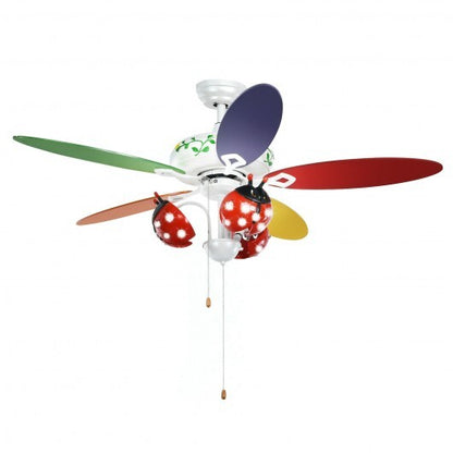 52 Inch Kids Ceiling Fan with Pull Chain Control - Color: Multicolor