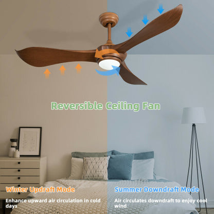 52 Inch Ceiling Fan with Light Reversible DC Motor - Color: Walnut