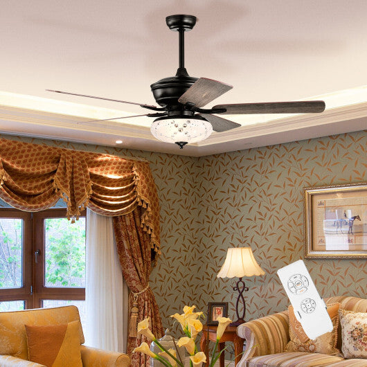 52 Inch Ceiling Fan with 3 Wind Speeds and 5 Reversible Blades-Gray - Color: Gray