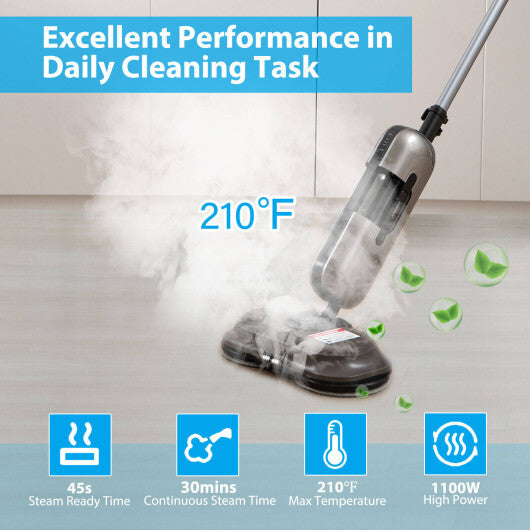 1100W Handheld Detachable Steam Mop with LED Headlights - Color: Gray