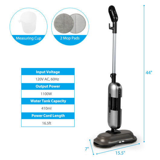 1100W Handheld Detachable Steam Mop with LED Headlights - Color: Gray