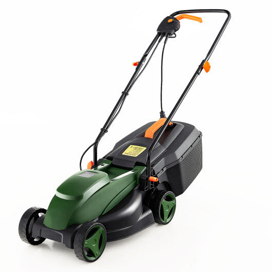 12-AMP 13.5 Inch Adjustable Electric Corded Lawn Mower with Collection Box-Green - Color: Green