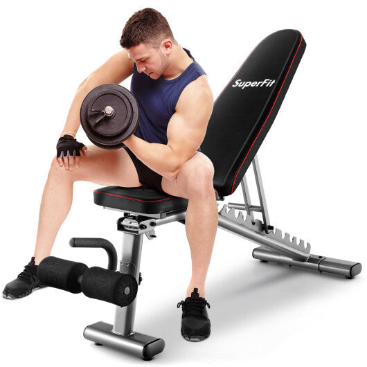 660 LBS Strength Training Bench with 10 Back and 3 Seat for Full Body Workout-Black - Color: Black