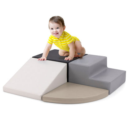 4-Piece Climb and Crawl Foam Block Play Set for Infant Baby-Black - Color: Black