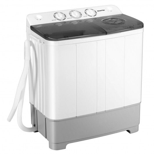 2-in-1 Portable 22lbs Capacity Washing Machine with Timer Control-Gray - Color: Gray