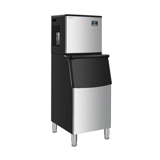 353LBS/24H Split Commercial Ice Maker with 198 LBS Storage Bin - Color: Silver