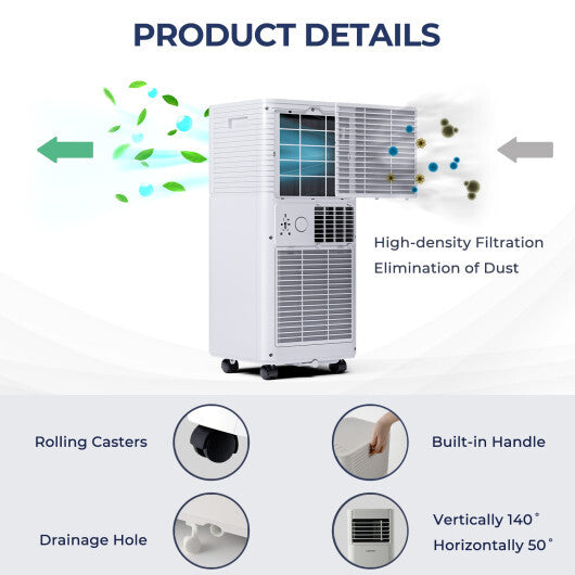 10000 BTU Air Cooler with Fan and Dehumidifier Mode-White - Color: White