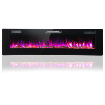 60 Inches Ultra-thin Electric Fireplace with Remote Control and Timer Function - Color: Black