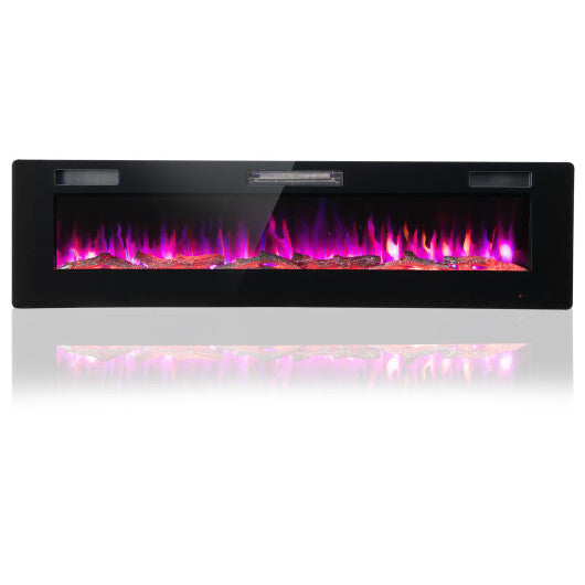 60 Inches Ultra-thin Electric Fireplace with Remote Control and Timer Function - Color: Black