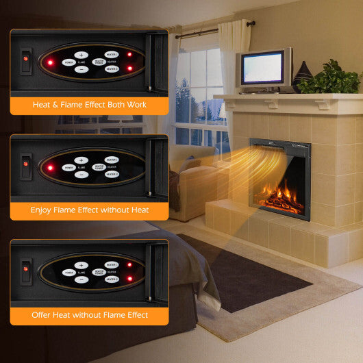 18/22.5 Inch Electric Fireplace Insert with 7-Level Adjustable Flame Brightness-22.5 inches - Color: Black - Size: 22.5 inches