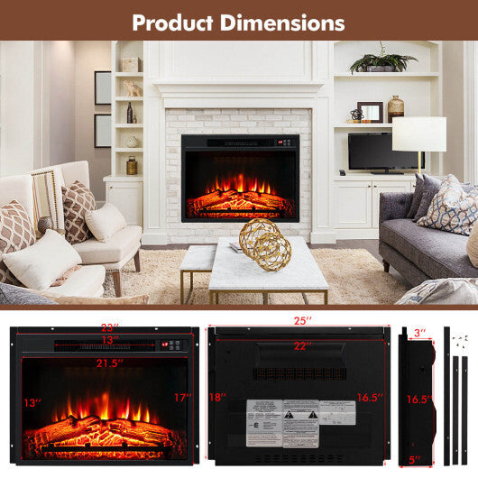 18/23 Inch Electric Fireplace Inserted with Adjustable LED Flame-23 inches - Color: Black - Size: 23 inches