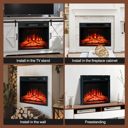 18/23 Inch Electric Fireplace Inserted with Adjustable LED Flame-23 inches - Color: Black - Size: 23 inches