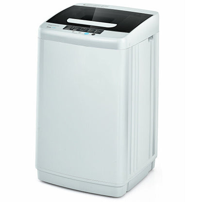 8.8 lbs Portable Full-Automatic Laundry Washing Machine with Drain Pump - Color: White