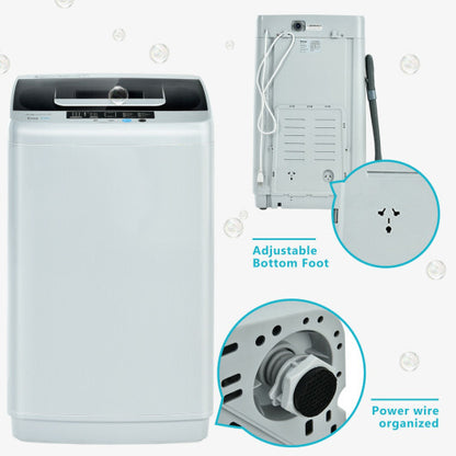 8.8 lbs Portable Full-Automatic Laundry Washing Machine with Drain Pump - Color: White