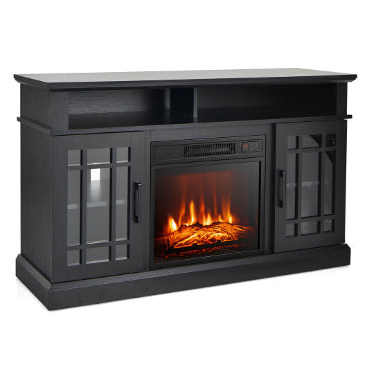 48 Inch Electric Fireplace TV Stand with Cabinets for TVs Up to 55 Inch-Black - Color: Black - Size: 48 inches