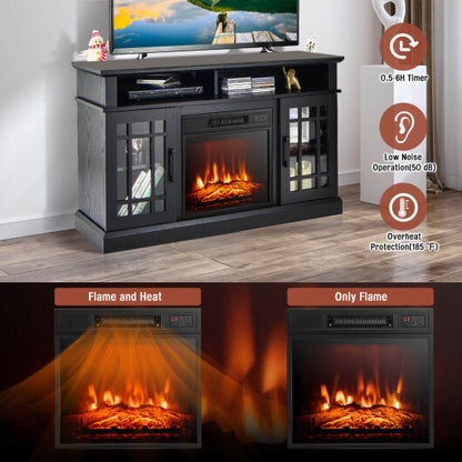 48 Inch Electric Fireplace TV Stand with Cabinets for TVs Up to 55 Inch-Black - Color: Black - Size: 48 inches