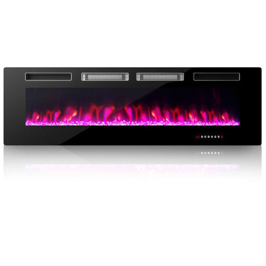 42/50/60/72 Inch Ultra-Thin Electric Fireplace with Decorative Crystals-60 inches - Color: Black - Size: 60 inches