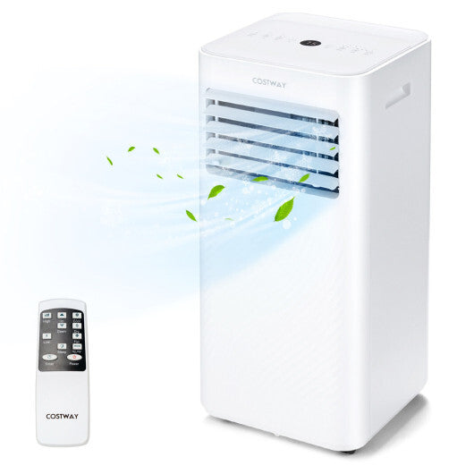 10000 BTU 4-in-1 Portable Air Conditioner with Humidifier and Sleep Mode-White - Color: White