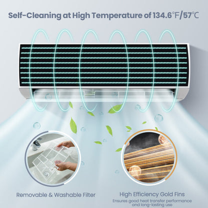 Blast Series 12000 BTU 17 SEER2 208-230V Ductless Mini Split Air Conditioner and Heater - Color: White - Size: 12000 BTU