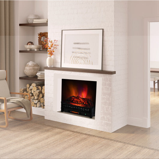 26 Inches Infrared Quartz Electric Fireplace with Realistic Pinewood Ember Bed - Color: Black