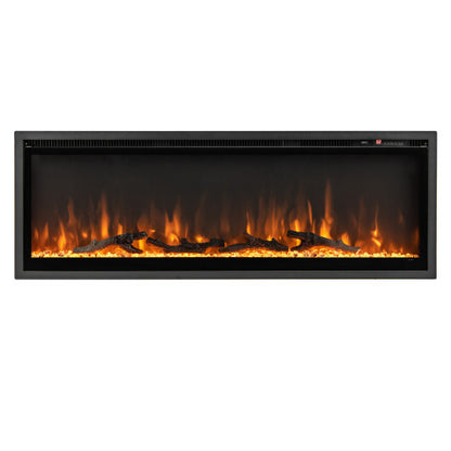 50 Inches Electric Fireplace in-Wall Recessed with Remote Control and Adjustable Color and Brightness-50 inches - Color: Black - Size: 50 inches