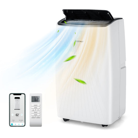 12000 BTU Portable Air Conditioner with Heat and Smart WiFi - Color: White - Size: 12000 BTU