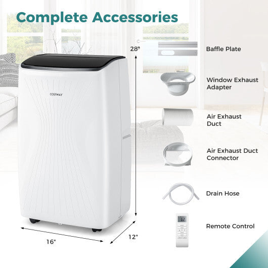 12000 BTU Portable Air Conditioner with Heat and Smart WiFi - Color: White - Size: 12000 BTU