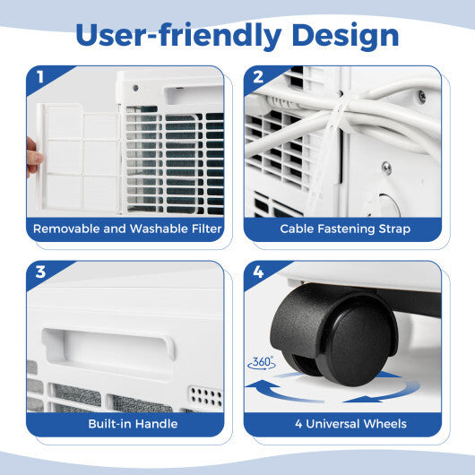 8000 BTU Portable Air Conditioner 3 in 1 AC Unit with Fan and Dehumidifier - Color: White - Size: 8000 BTU