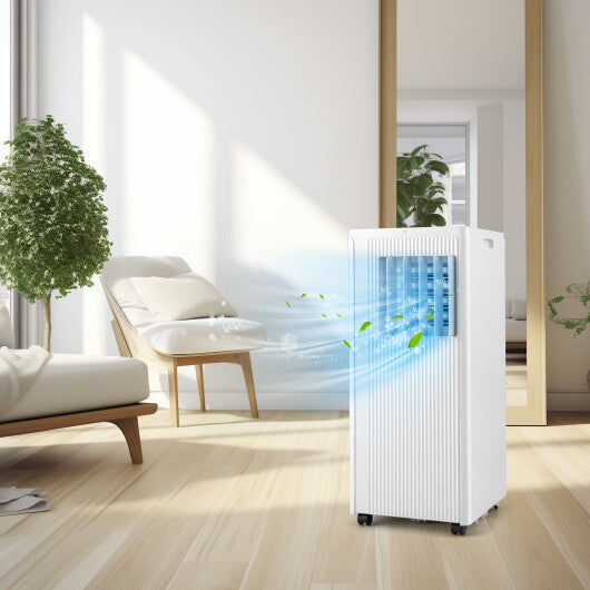 10000 BTU Portable Air Conditioner Cools up to 350 Sq wth 24H Timer - Color: White