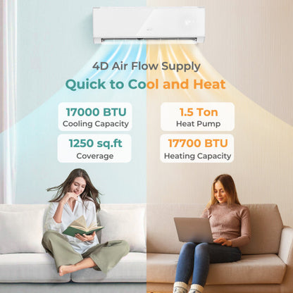 Energy Star Certified 18000 BTU 21 SEER2 208-230V Mini Split Air Conditioner and Heater Wifi Enabled White - Color: White - Size: 18000 BTU