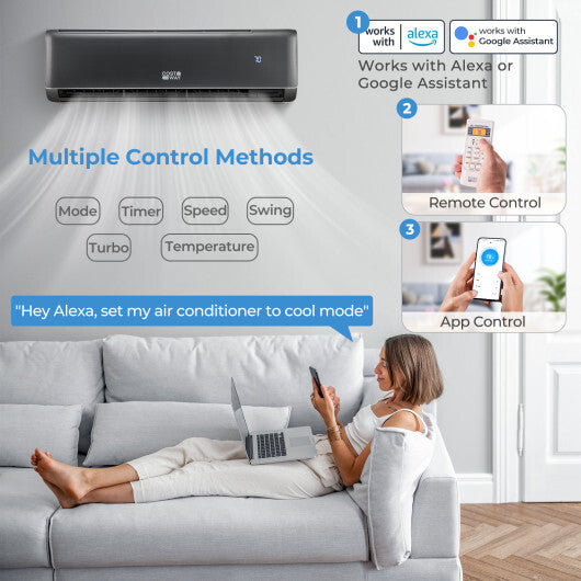 Energy Star Certified 12000 BTU 21 SEER2 208-230V Mini Split Air Conditioner and Heater Gray - Color: Gray - Size: 12000 BTU