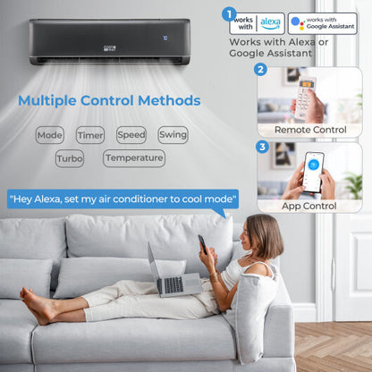 Energy Star Certified 18000 BTU 21 SEER2 208-230V Mini Split Air Conditioner and Heater Gray - Color: Gray - Size: 18000 BTU