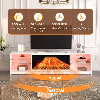 36 Inches Electric Fireplace Heater Recessed with LED Strip Lights and Remote Control - Color: Black