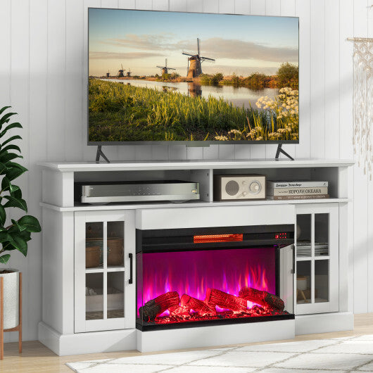 36 Inch 3-Sided 1500W Electric Fireplace with 7-Color Flame-Black - Color: Black