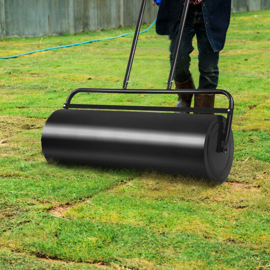 36 x 12 Inch Tow Lawn Roller Water Filled Metal Push Roller-Black - Color: Black