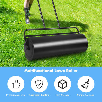 36 x 12 Inch Tow Lawn Roller Water Filled Metal Push Roller-Black - Color: Black