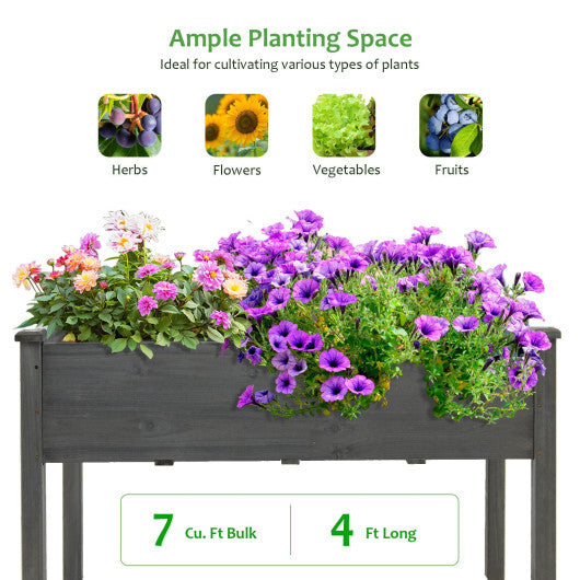 Wooden Raised Vegetable Garden Bed Elevated Grow Vegetable Planter-Gray - Color: Gray