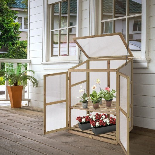 30 x 22 x 43 Inch Garden Portable Wooden Greenhouse - Color: Gray