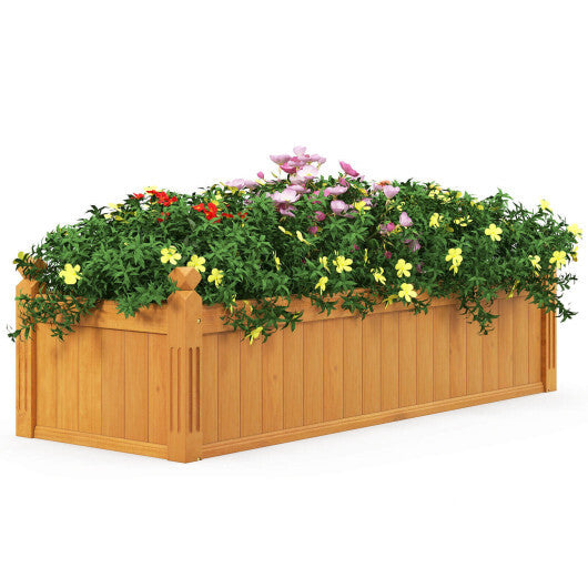 Wooden Rectangular Garden Bed with Drainage System-Natural - Color: Natural