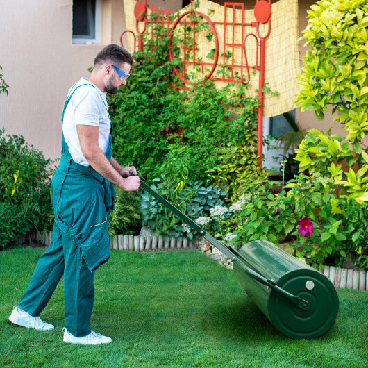 39 Inch Wide Push/Tow Lawn Roller-Green - Color: Green