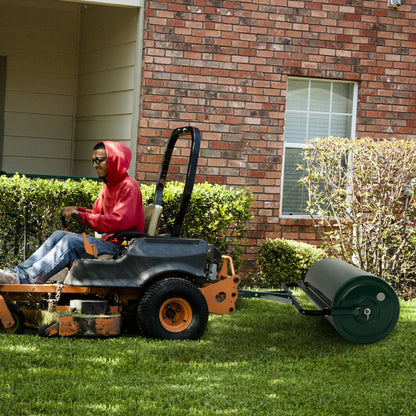 39 Inch Wide Push/Tow Lawn Roller-Green - Color: Green