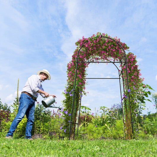 7.5 Feet Garden Arch Trellis with PE Coated Metal Structure - Color: Black