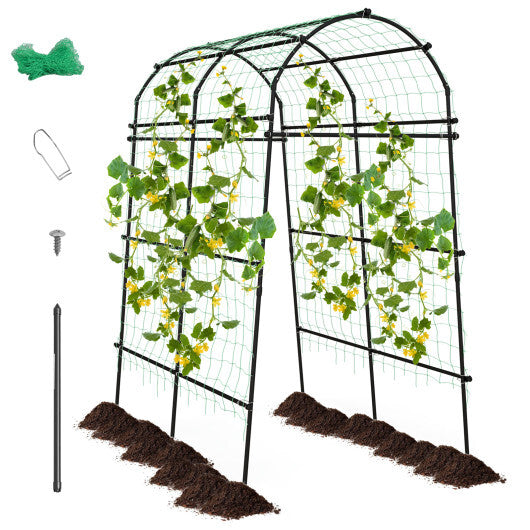 7.5 Feet Garden Arch Trellis with PE Coated Metal Structure - Color: Black