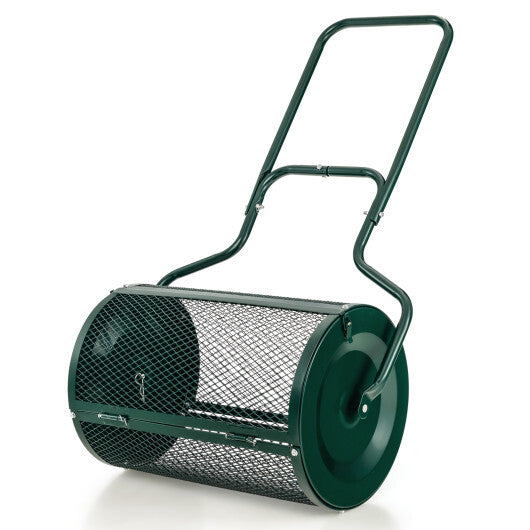 24 Inches Peat Moss Spreader with Upgrade Side Latches and U-shape Handle-Green - Color: Green