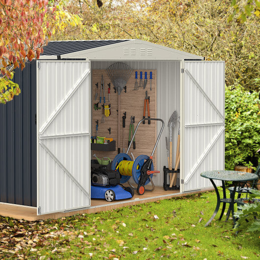 7.5 x 6.3 FT Metal Outdoor Storage Shed with Lockable Door-Gray - Color: Gray